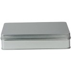 mikken 1 x Vorratsdose eckige Metalldose aus Weissblech mit Scharnierdeckel Farbe: Silber ideal als Gebäck- Keks- und Tabakdose verwendbar 15,6 x 12 x 3,5 cm