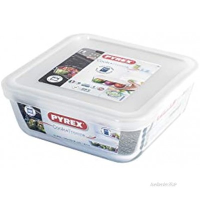 Pyrex Cook&Freeze Quadratischer Behälter mit Deckel 14 x 14 cm – 0,85 l besonders widerstandsfähig backofenfest Borosilikatglas