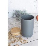 Sendez Vorratsdose Grau aus Porzellan mit Bambusdeckel Vorratsbehälter Dose Vorratsglas Aufbewahrungsdose