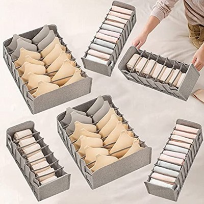 Xnuoyo 6 Stück Aufbewahrungsbox für Unterwäsche Schubladen Organizer Faltbarer Schrank Organizer Zur Aufbewahrung von Socken BHs und Unterwäsche