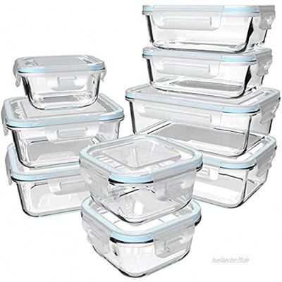 GENICOOK Frischhaltedose aus Glas Glasbehälter mit Deckel Vorratsdosen Glasschüssel Aufbewahrungsbehälter Lebensmittelbehälter Geschirr für mikrowelle LFGB zugelassen für Home Küche9er-Set