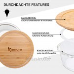 Kamoro Frischhaltedosen aus Glas Mit nachhaltigem Bambus Deckel BPA frei [8er Set] Vorratsdosen für Lebensmittel Aufbewahrung Dank vieler Größen auch als Meal Prep Lunchbox ideal geeignet