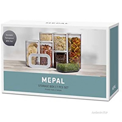 Mepal Vorratsdosen Modula 7-teilig – Starter-Set – ideal für die Aufbewahrung von trockenen Lebensmitteln – spülmaschinenfest Kunststoff Weiß