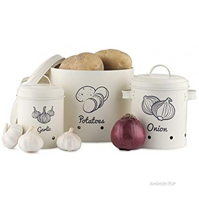 Navaris Vorratsbehälter Aufbewahrung Behälter für Lebensmittel Vorratsdosen Set aus Eisen für Kartoffeln Zwiebeln Knoblauch spülmaschinenfest