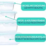 Praknu Frischhaltedosen mit Deckel 4er Set aus Glas Luftdicht Spülmaschinenfest BPA frei Borosilikatglas
