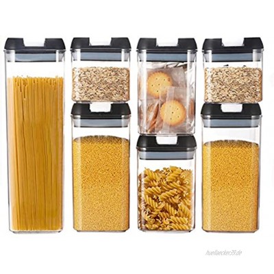 VIVILINEN 7-teilig Vorratsdosen Set mit Deckel Vorratsbehälter aus Kunststoff Frischhaltedose Luftdicht Aufbewahrungsboxen für Lebensmittel mit Tafeletiketten und Markierstift