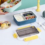 Bento Box-1000ml Lunchbox Edelstahl Lebensmittelbehälter mit 3 Fächern und Utensilien Lunchboxen geeignet für Schule und Beruf Blau
