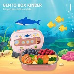Bento Box für Kinder Brotdose BPA-frei Kinder Brotdose edelstahl mit Fächern，Brotdose Schule mit Fächern Lunchbox Kinder für Kindergarten & Schule-Auslaufsicher rosa