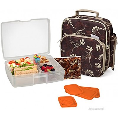 Bentology Lunch-Bag und Box mit Griffset für Mädchen Dinosaurier-fossil