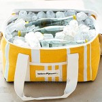 Business & Pleasure Kühltasche – Süße Lunchtasche in Gelb gestreift passend für Mittagessen oder 12 Getränke isoliertes & auslaufsicheres Futter Freisprech-Schultergurt
