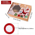 Cabilock 12 Stück Weihnachts-Plätzchen-Boxen Verpackung Kraftpapier Süßigkeiten-Boxen Aufbewahrung Halter Geschenkboxen mit rotem Band für Weihnachten Weihnachten Party Festival