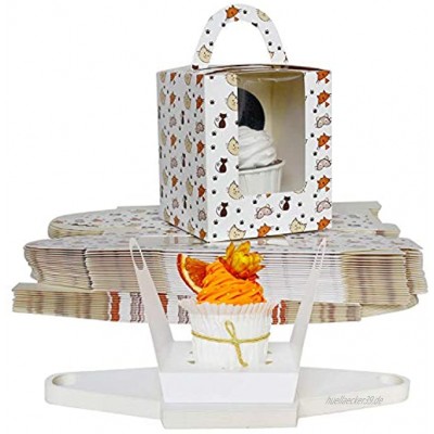 Cupcake-Schachteln 50 Stück einzelne Papier-Cupcake-Behälter mit Fenstereinsatz und Griff Gebäck- und Kuchenbehälter für Gebäck Verpackung Partygeschenke.