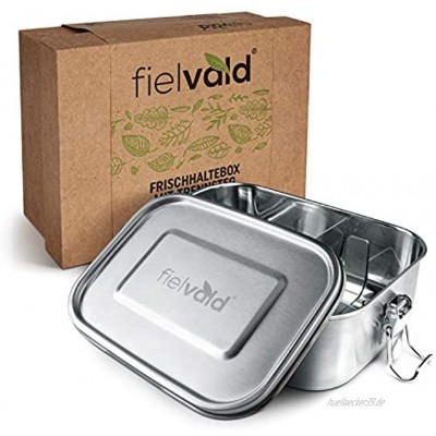 FIELVALD® Lunchbox Edelstahl mit Trennwand 800ml Brotdose für Kinder & Erwachsene auslaufsichere Brotbox inkl. Ersatzdichtungsring & praktischer Geschenkbox