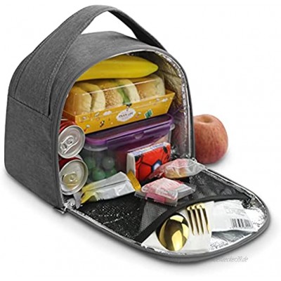 Gloppie 8L Kühltasche Klein Isoliertasche Wassedicht Lunchbag mit Reißverschluss Lunchtasche Faltbare zur Arbeit & Schule Picknick-Handtasche Für Frauen Herren Grau