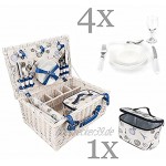 GOODS+GADGETS Picknickkorb für 4 Personen Luxus Weidenkorb für Picknick mit Picknickdecke und Kühltasche