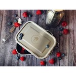 homeAct Edelstahl Eco Lunchbox Flaschen Set mit Faltgoeffel | Brotdose Brotbox 800ml mit Trennwand | Bento Box für Kinder mit 350ml Thermosflasche | auslaufsicher nachhaltig