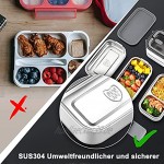 Lunchbox Bento Box Kinder Erwachsene Luftdichte Brotdose mit Isolierte Lunchtasche BPA Frei und Lebensmittelechte Essensbox Bentobox mit 2 Fächern