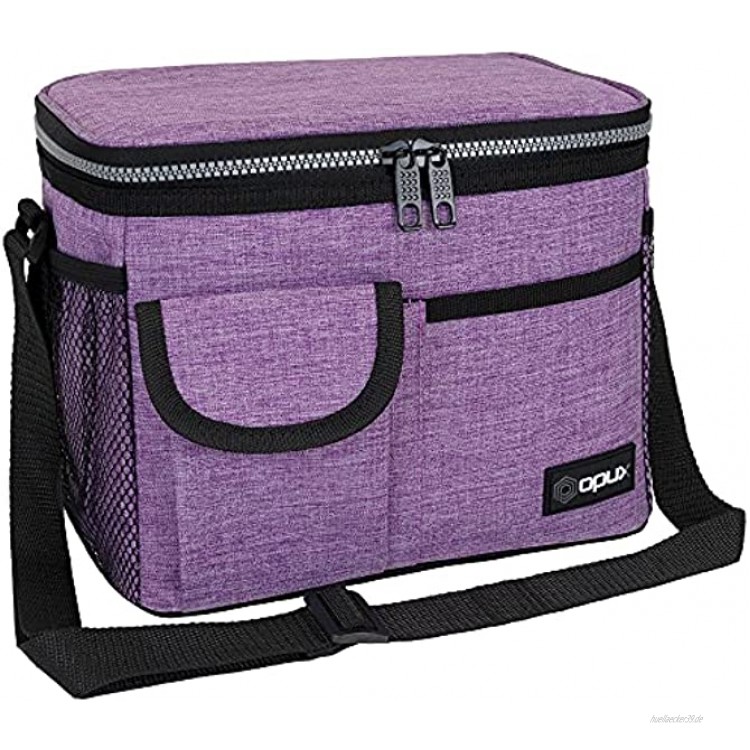 OPUX Isolierte Lunchbox für Frauen und Mädchen auslaufsicher Thermo-Lunch-Tasche Kühltasche Arbeit Büro Schule weich wiederverwendbar Lunch-Tasche mit Schultergurt Erwachsene Kinder Violett