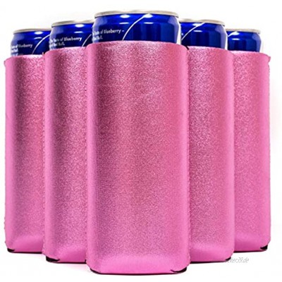 QualityPerfection Kühltasche für 12 schlanke Dosen ultradünn 340 g Neopren kompatibel mit Red Bull Michelob Ultra Truly White Claw 12 Metallic Pink