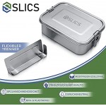 SLICS Edelstahl Lunchbox Brotdose mit Trennwand Clip-Verschluss Auslaufsicher nachhaltig spülmaschinengeeignet Plastik- & BPA-frei Zero-Waste-Vesperbox für Meal Prep 14,5 x 19,5 x 6,5 cm