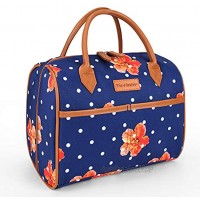 Tirrinia Isolierte Lunchtasche für Damen mit Ledergriff modische Lunchbox für Herren und Kinder wiederverwendbar große Kühltasche für Arbeit Schule Picknick blaues Blumenmuster