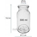 6 Glasdosen Glasflaschen 300 ml mit Korkverschluss für Gewürze Tee etc. inkl. einer Gewürzschaufel aus Holz 7,5 cm