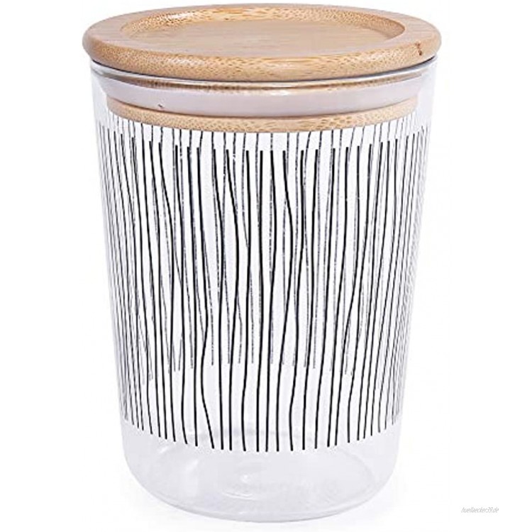 77L Glas Vorratsdosen 500 ML 16.9 FL OZ Luftdichtes Glasbehälter mit Bambusdeckel Transparent Vorratsglas Glas für Lebensmittel Serviert für Gemahlenen Kaffee Tee Zucker und Mehr