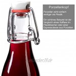 GIESSLE 15x 200ml Flasche mit Porzellankopf und [Edelstahl] Bügelverschluss Leere Draht Bügelflasche Likörflasche