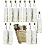 gouveo 12 Leere Glasflaschen Bordeaux 500 ml incl. Holzgriffkorken und Flaschendiscount-Rezeptbroschüre zum selbst Abfüllen Likörflasche Schnapsflasche