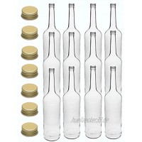hocz 6 Set Glasflaschen Set mit Schraubverschluss | Füllmenge 1000 ml | Gold | Typ Gerad | Saftflaschen Likörflaschen Grappa Likörflaschen 6 Stück