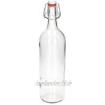 MamboCat Berta 12er Set Leere Glasflaschen 1l mit Bügelverschluss Kopf aus Porzellan mit Gummidichtung I Bügel Flaschen für Likör zum selbst Befüllen I Glas Einmachflaschen Abfüllflasche 1000ml