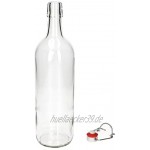 MamboCat Berta 12er Set Leere Glasflaschen 1l mit Bügelverschluss Kopf aus Porzellan mit Gummidichtung I Bügel Flaschen für Likör zum selbst Befüllen I Glas Einmachflaschen Abfüllflasche 1000ml