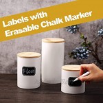 Praknu Vorratsdosen Keramik 3er Set Weiß Luftdicht mit Deckel Spülmaschinenfest inkl. Etiketten und Stift
