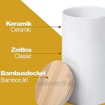 Praknu Vorratsdosen Keramik 3er Set Weiß Luftdicht mit Deckel Spülmaschinenfest inkl. Etiketten und Stift