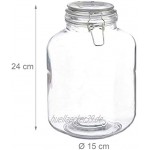Relaxdays klar 3 Liter Einmachglas zum Konservieren Gastro Bügelverschluss Gummiring luftdicht XXL Einweckglas Glas Eisen Standard