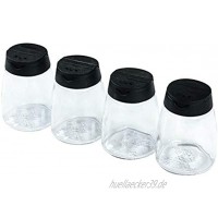 AWQREB Gewürzglas-Aufbewahrungsset 4 Glas-Shaker-Töpfe Jede Glasflasche 150 ml,Schwarz