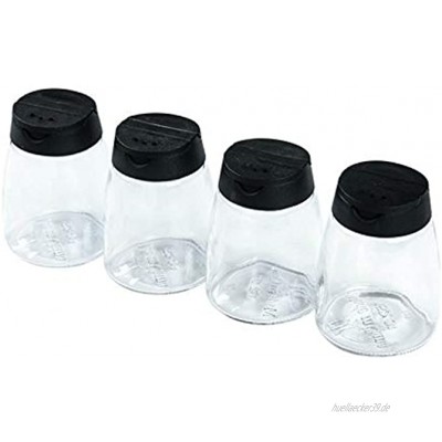 AWQREB Gewürzglas-Aufbewahrungsset 4 Glas-Shaker-Töpfe Jede Glasflasche 150 ml,Schwarz