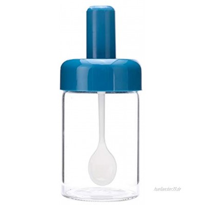 AWQREB High Borosilicate Glass Spice Jars Gewürzdose Jar Gewürzdose Kombinationslöffel und Deckel Design Premium Commercial Grade Leere Gläser 8,45 Unzen luftdichte Kappe,Blau