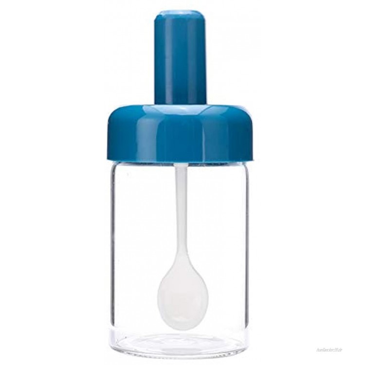AWQREB High Borosilicate Glass Spice Jars Gewürzdose Jar Gewürzdose Kombinationslöffel und Deckel Design Premium Commercial Grade Leere Gläser 8,45 Unzen luftdichte Kappe,Blau