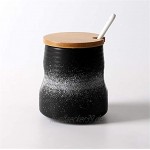 AWQREB Keramikzuckerschalen Gewürztöpfe Gewürzdosen Gewürzdose Set mit Deckellöffel und Regalsets von 3-240ml