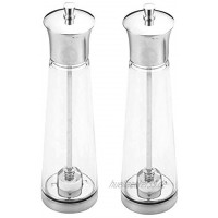Edelstahl Salz und Pfeffermühle Set Glaskörper transparent sichtbar Dicke verstellbar 2 Stück manuelle Mahlung