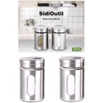 SidiOutil 2 Pack Premium Salz und Pfefferstreuer Edelstahl und Glas 290ML mit Verstellbaren Pfefferspender Küchengewürzdose Glaspfefferstreuer Gewürzflasche Siegel Aufbewahrungsflaschen Utensilien