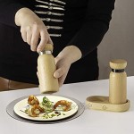 UTHANDO & PASSION Salz- und Pfeffermühle aus Holz 2er-Set + Basis Gewürzmühlen mit stufenlos verstellbares Keramikmahlwerk