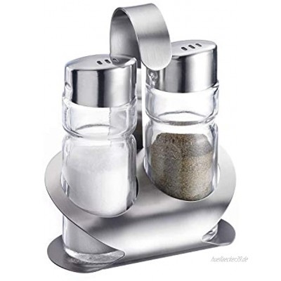 Westmark Menage Salz und Pfeffer 3-tlg. Fassungsvermögen: je 40 ml Rostfreier Edelstahl Glas Wien Silber Transparent 65022260