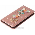 Nadoli Leder Handyhülle mit Diamant für iPhone 6S 6 4.7,3D Handgearbeitet Schmetterling Blumen Seide Muster Glänzend Bling Lanyard Schutzhülle Brieftasche Etui