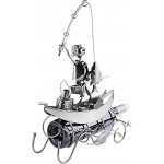 Brubaker Flaschenhalter Fischer in einem Boot Metall Skulptur Geschenk mit Geschenkkarte