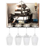 Brubaker Weinflaschenhalter Segelboot mit Liebespaar Wall Art Bild Metall mit 4 Glashaltern inklusive Grußkarte für Weingeschenk