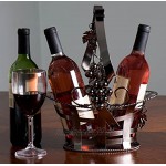 Clever Creations Weinflaschen-Ständer für 2 Flaschen dekoratives Design mit Weintrauben aus Metall schöner Geschenkkorb für Ihren Lieblingswein breiter Stabiler Boden Braun