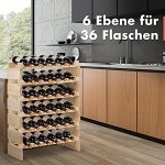 GOPLUS Weinregal mit 6 Ebenen für 36 Flaschen Flaschenregal aus Massivholz freie Kombination Weinschrank Weinständer Weinhalter Natur 63,2 x 28 x 85,5 cm