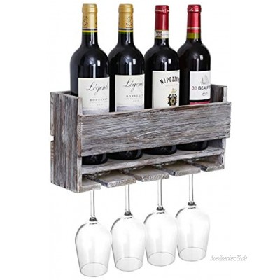 Halcent Weinregal Weinhalter Wand Flaschenregal Holz Weinflaschenhalter Ablage Weinständer für 4 Flaschen und 4 Gläser